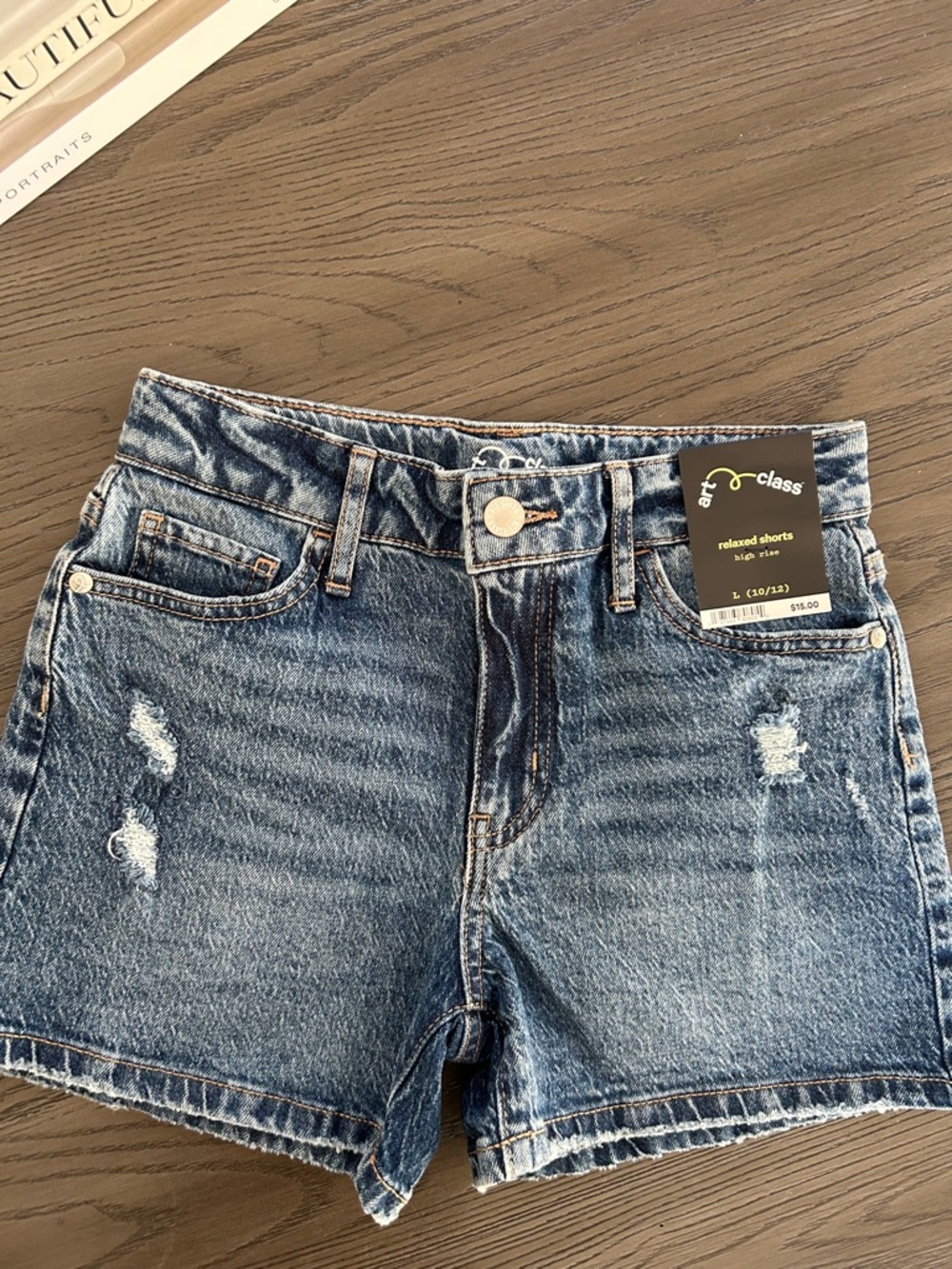 art class Distressed Light Blue Denim Jean Shorts